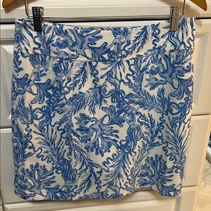 Lilly Pulitzer NWOT Jonas Blue and White Coral Patterned Skirt w/white shorts